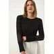 Happiness Istanbul Womens Black Lace Wrap Ribbed Knitted Blouse