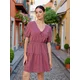 Sinsay - Babydoll mini haljina - prljavo roze