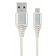 GEMBIRD Micro-USB kabl/ pleteni/ CC-USB2B-AMmBM-2M-BW2/ 2m/ srebrna/bela