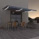 vidaXL Avtomatska tenda LED + senzor 600x350 cm modra in bela