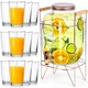 shumee Kozarec za pitje s pipo in zlatim stojalom 5,5 l + 12 kozarcev 200 ml