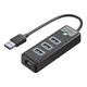 Orico Orico PW3UR25-U3 USB Hub 4-portni (3x USB-A 3.0, 1x RJ45 2.5G Ethernet), 1m - črna