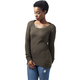 Womens sweater with a long wide neckline - olive