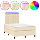 Vidaxl Box spring postelja z vzmetnico LED krem 120x190 cm blago