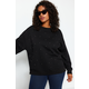 Trendyol Curve Black Thick Staple Detailed Knitted Sweatshirt