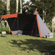 vidaXL Družinski šotor tipi za 6 oseb siv in oranžen vodoodporen