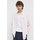 Pamučna košulja Tommy Jeans za muškarce, boja: ružičasta, regular, s klasičnim ovratnikom
