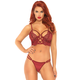 Leg Avenue Lace Bralette with Sheer Thong 81577 Burgundy M/L