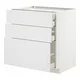 METOD / MAXIMERA Pod.elem.3front/2dnj/1srd/1vis.fiok, bela/Stensund bela, 80x60 cm