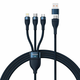 Polnilni kabel Baseus Flash Series II - 3v1 polnilni kabel iz USB-C/USB v USB-C, Lightning in Micro USB priključke ter hitrim polnjenjem 100W - 1.2m - moder
