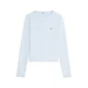 Tommy Jeans Majica Ruffle Slim Long Sleeve nebeško modra