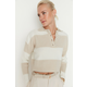 Trendyol Stone Soft Texture Color Block Knitwear Sweater