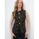 Trend Alacati Stili Ženska bluza bez rukava Alc-X13729, Okrugli izrez, Crno-bež