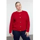 Trendyol Curve Red Crew Neck Buttoned Knitwear Cardigan