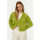 Trendyol zelena mehka teksturirana vezenina, detajl pletenine z V-vratom Cardigan