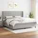 Greatstore Box spring postelja z vzmetnico svetlo siva 200x200 cm blago