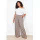 Trendyol Curve Brown Wide Cut Knitted Trousers