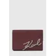 Usnjena denarnica Karl Lagerfeld K/SIGNATURE ženska, bordo barva, A4W32018