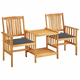 Greatstore Vrtni stoli s čajno mizico in blazinami trden akacijev les