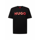 Bombažna kratka majica HUGO črna barva