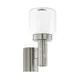 EGLO 95017 | Poliento Eglo zidna svjetiljka sa senzorom 1x E27 IP44 plemeniti čelik, čelik sivo, prozirno, bijelo