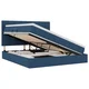 Vidaxl LED Postelja za Shranjevanje z Blazino Modra 180 x 200 cm Blago