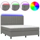 Vidaxl Box spring postelja z vzmetnico LED temno siva 180x200 cm blago