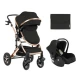 KikkaBoo Kolica Darling Black premium set 2in1 sa autosedištem I-Size (KKB11247 SET)