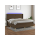 Den Box spring postelja z vzmetnico LED temno rjava 200x200cm blago