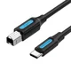 USB 2.0 kabel, tip C na B, črn, 2 m, VN1