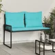vidaXL vidaXL Zunanja klop z blazino 4 pcs Črna in turkizna poli ratan, (5000273054)