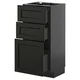 METOD / KNIVSHULT Podni element s 3 fioke, Crnosiva/Lerhyttan crno bajcovano, 40x37 cm