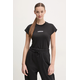Bombažna kratka majica adidas Essentials Linear ženska, črna barva, JC8238