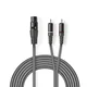 Nedis Uravnotežen zvočni kabel | XLR 3-polni ženski | 2x RCA moški | Ponikljano | 1,50 m | Okrogla | PVC | Temno siva | Kartonski tulec