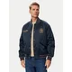 Tommy Jeans Prehodna jakna Crest Patch Relaxed Bomber mornarska / mokka / češnjevo rdeča / bela