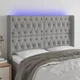 Vidaxl vidaXL Vzglavje postelje z LED svetlo sivo 163x16x118/128 cm blago