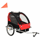 VIDAXL 2-v-1 Otroška kolesarska prikolica in voziček črn in rdeč