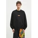 Bombažen pulover Marcelo Burlon County Flame Boxy Crewneck Black Red