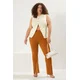 Trendyol Curve Brown Skinny High Waist Zippered Knitted Plus Size Trousers