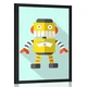 Plakat rumeni robot na modrem ozadju - 30x45 black