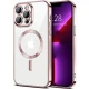 Hibridni ovitek MagShield z zaščito zadnje kamere in 2 magnetoma MagSafe za iPhone 15 Pro - metallic rose gold