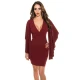 Amiatex Ženska obleka 73217, vinska, M