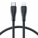 slomart joyroom usb c - lightning 20W kabel serije surpass za hitro polnjenje in prenos podatkov 1,2 m črn (s-cl020a11)