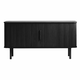 Črna nizka komoda v hrastovem dekorju z drsnimi vrati 76x160 cm Cavo – Unique Furniture