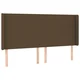 Vidaxl Vzglavje z ušesi temno rjavo 183x16x118/128 cm blago
