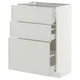 METOD / MAXIMERA Podni element s 3 fioke, bela/Aspudden svetlosiva, 60x37 cm