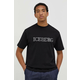 Pamučna majica Iceberg za muškarce, boja: crna, s tiskom