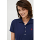 Polo majica Polo Ralph Lauren za žene, boja: tamno plava, s ovratnikom