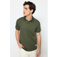 Trendyol Limited Edition Khaki Regular/Normal Fit Appliqué Thick Pique Polo Neck T-shirt
