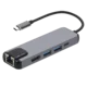 FAST ASIA Adapter konvertor TIP-C na HDMI + 2xUSB 3.0 + TIP C + RJ45 sivi